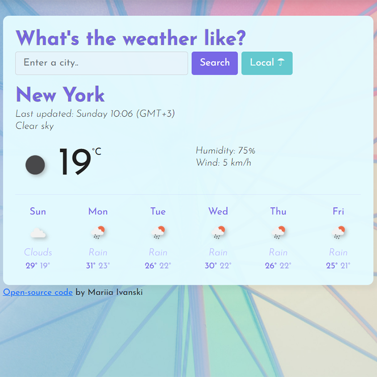 Weather app preview